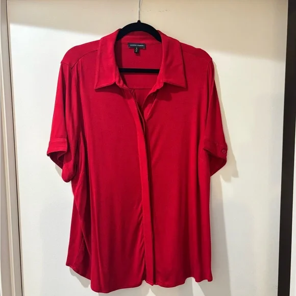 Universal Standard Liquid Jersey Top in Tomato Red - Picture 3 of 5